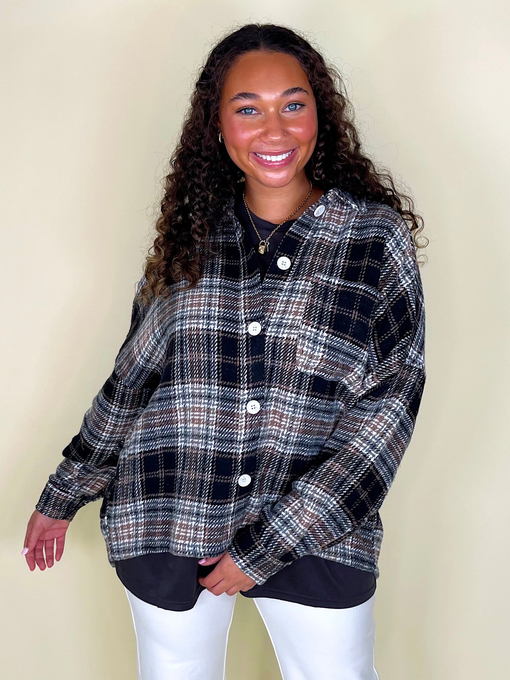 The Ginger Button Down-Long Sleeves-In Loom-The Village Shoppe, Women’s Fashion Boutique, Shop Online and In Store - Located in Muscle Shoals, AL.