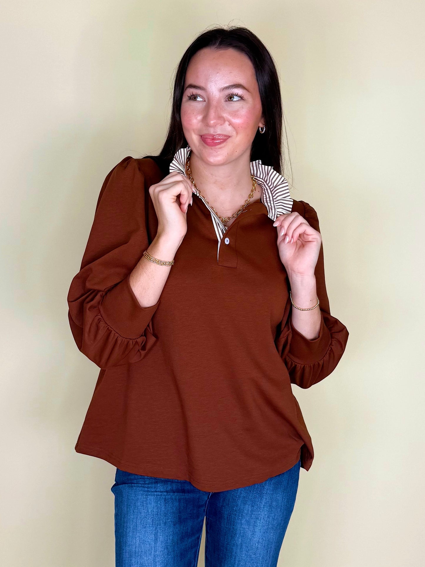 The Harris Top-3/4 Sleeves-Entro-The Village Shoppe, Women’s Fashion Boutique, Shop Online and In Store - Located in Muscle Shoals, AL.