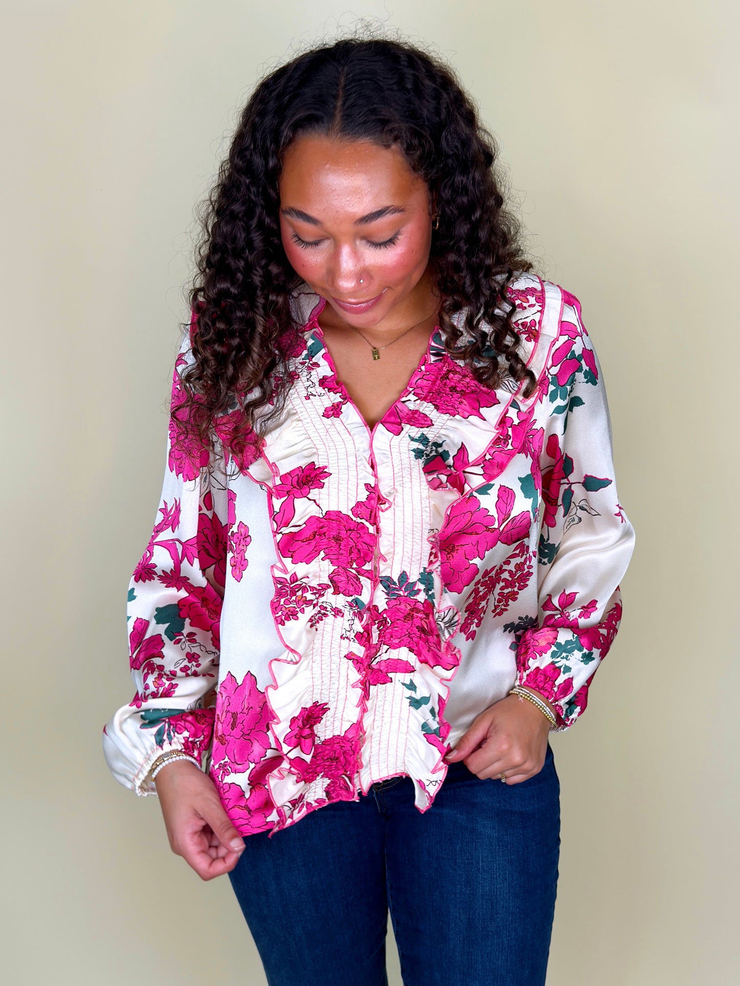 The Oakley Blouse-Long Sleeves-Entro-The Village Shoppe, Women’s Fashion Boutique, Shop Online and In Store - Located in Muscle Shoals, AL.