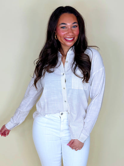 The Hadley Button Down-3/4 Sleeves-Be Cool-The Village Shoppe, Women’s Fashion Boutique, Shop Online and In Store - Located in Muscle Shoals, AL.