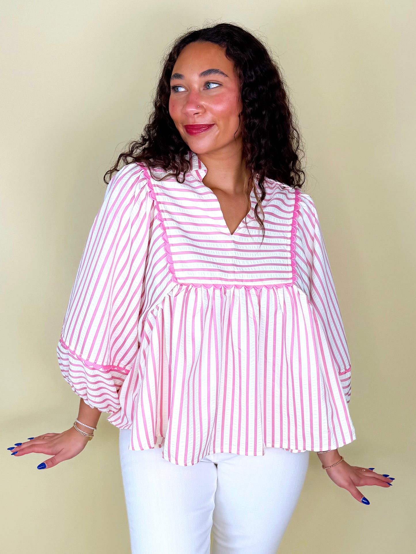 The Eloise Blouse-3/4 Sleeves-Entro-The Village Shoppe, Women’s Fashion Boutique, Shop Online and In Store - Located in Muscle Shoals, AL.