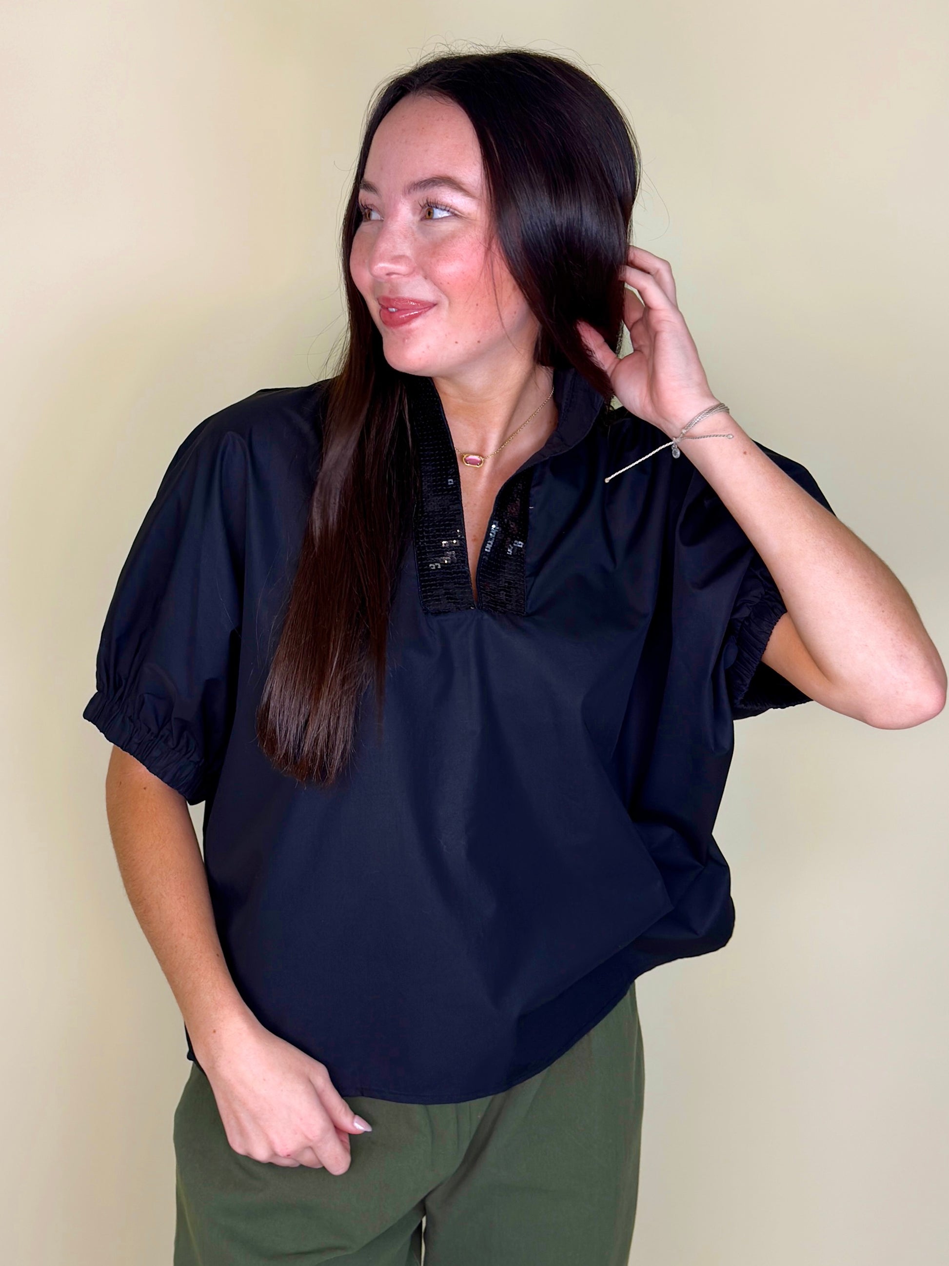 The Davis Top-Short Sleeves-Entro-The Village Shoppe, Women’s Fashion Boutique, Shop Online and In Store - Located in Muscle Shoals, AL.