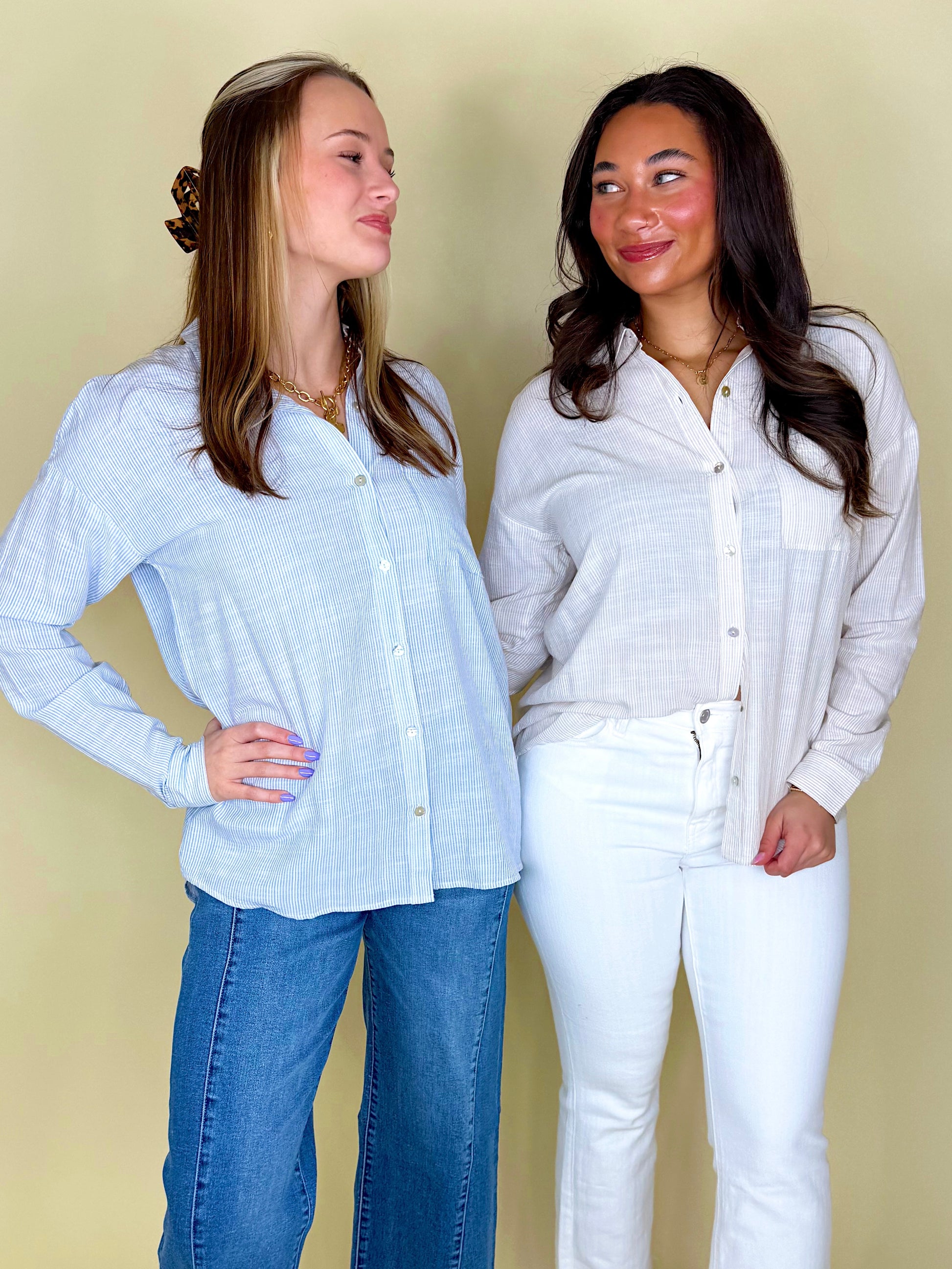 The Hadley Button Down-3/4 Sleeves-Be Cool-The Village Shoppe, Women’s Fashion Boutique, Shop Online and In Store - Located in Muscle Shoals, AL.