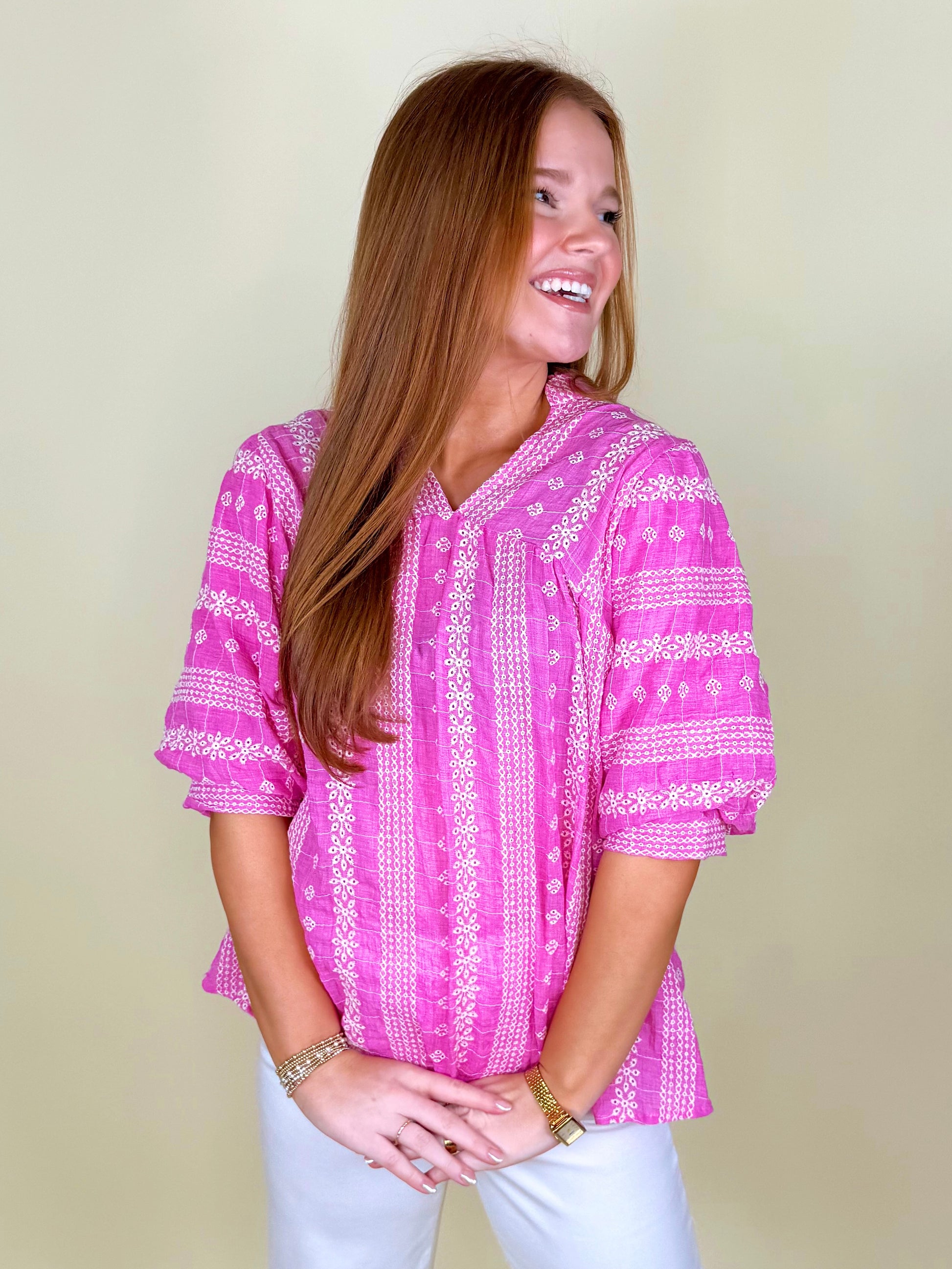 The Indy Blouse-Short Sleeves-Umgee-The Village Shoppe, Women’s Fashion Boutique, Shop Online and In Store - Located in Muscle Shoals, AL.