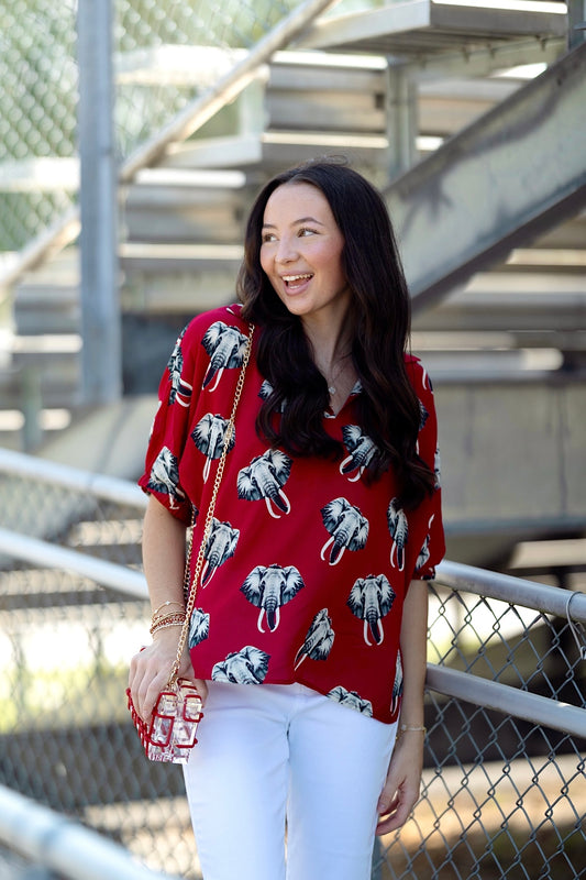 The Bama Bound Blouse-Blouse-Adrienne-The Village Shoppe, Women’s Fashion Boutique, Shop Online and In Store - Located in Muscle Shoals, AL.