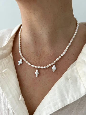 All Pearl Cross Necklace | ALV Jewels-Necklaces-ALV Jewels-The Village Shoppe, Women’s Fashion Boutique, Shop Online and In Store - Located in Muscle Shoals, AL.