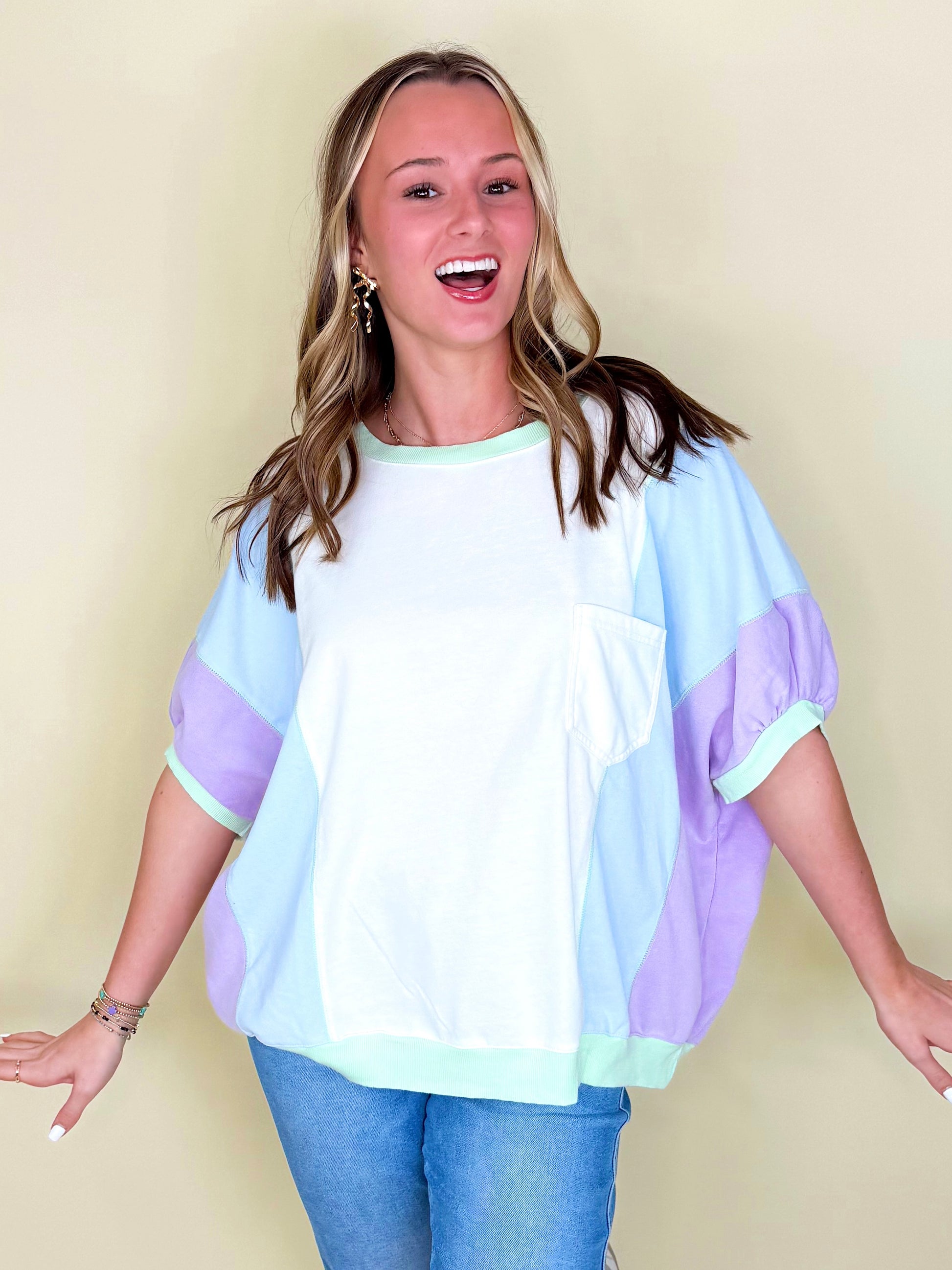 The Tori Top-Short Sleeves-Easel-The Village Shoppe, Women’s Fashion Boutique, Shop Online and In Store - Located in Muscle Shoals, AL.