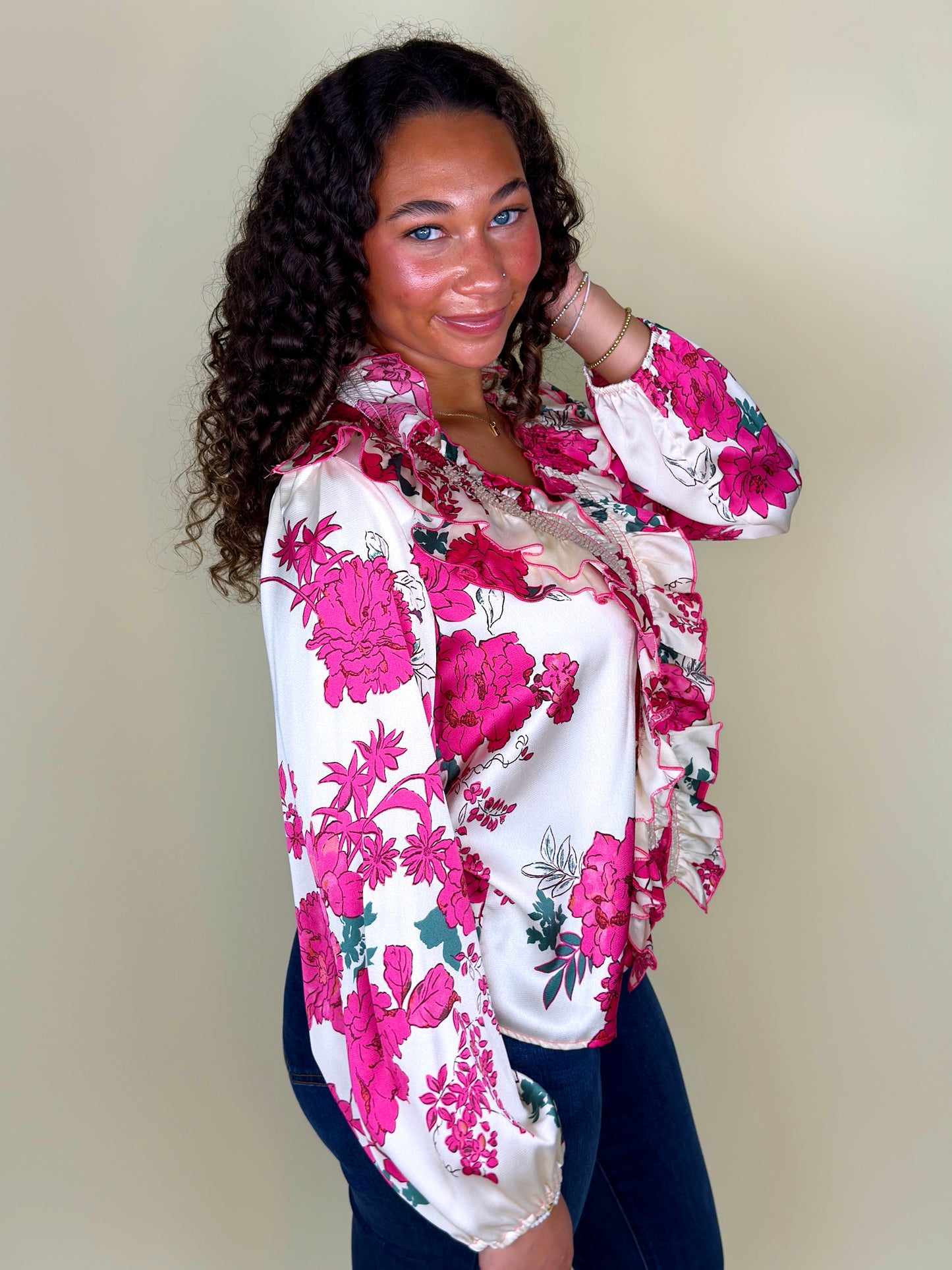 The Oakley Blouse-Long Sleeves-Entro-The Village Shoppe, Women’s Fashion Boutique, Shop Online and In Store - Located in Muscle Shoals, AL.