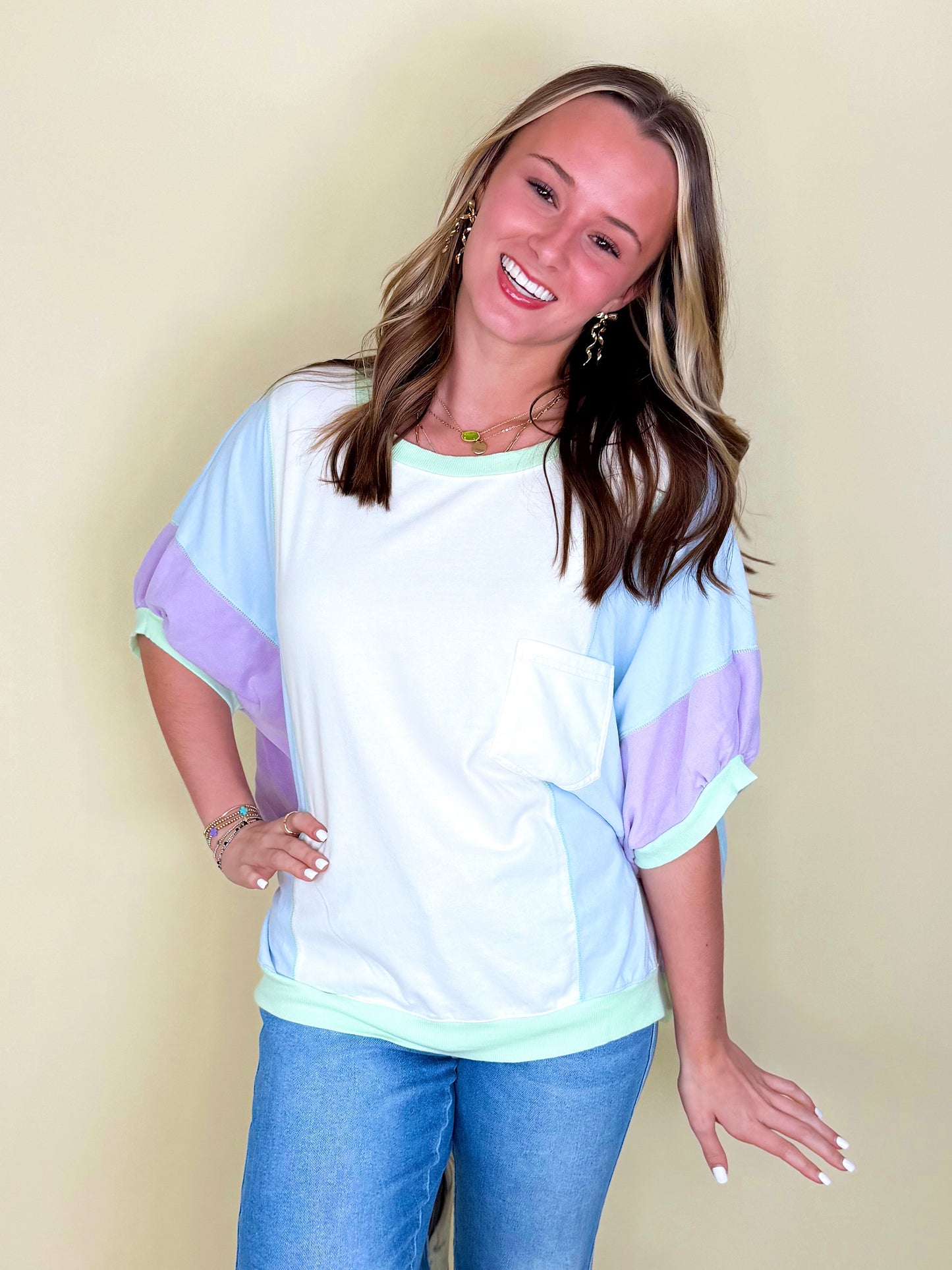 The Tori Top-Short Sleeves-Easel-The Village Shoppe, Women’s Fashion Boutique, Shop Online and In Store - Located in Muscle Shoals, AL.