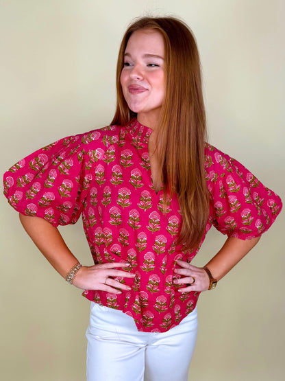 The Marigail Blouse-Short Sleeves-THML-The Village Shoppe, Women’s Fashion Boutique, Shop Online and In Store - Located in Muscle Shoals, AL.