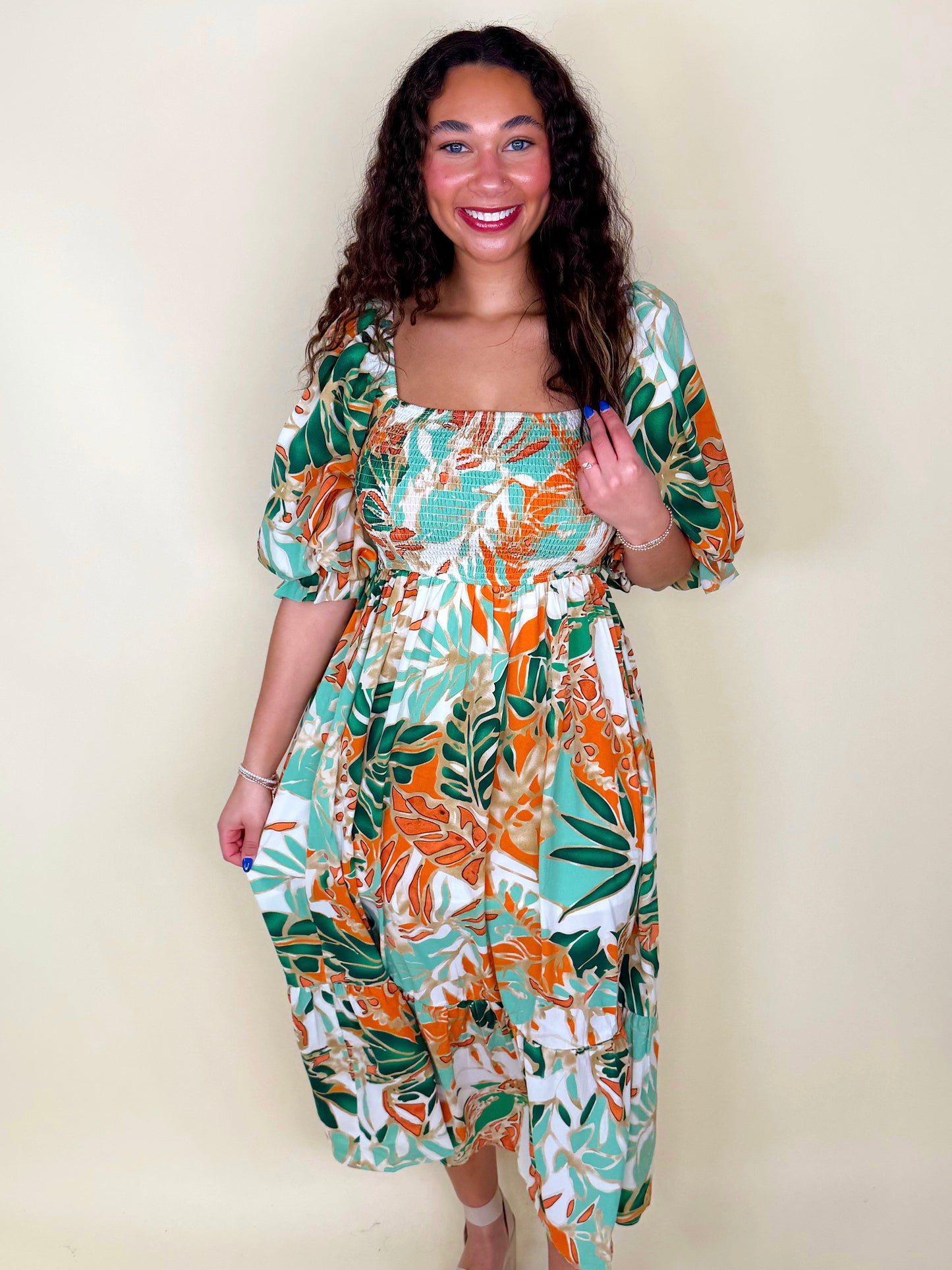 Tropical Tango Midi Dress-Midi Dress-Entro-The Village Shoppe, Women’s Fashion Boutique, Shop Online and In Store - Located in Muscle Shoals, AL.