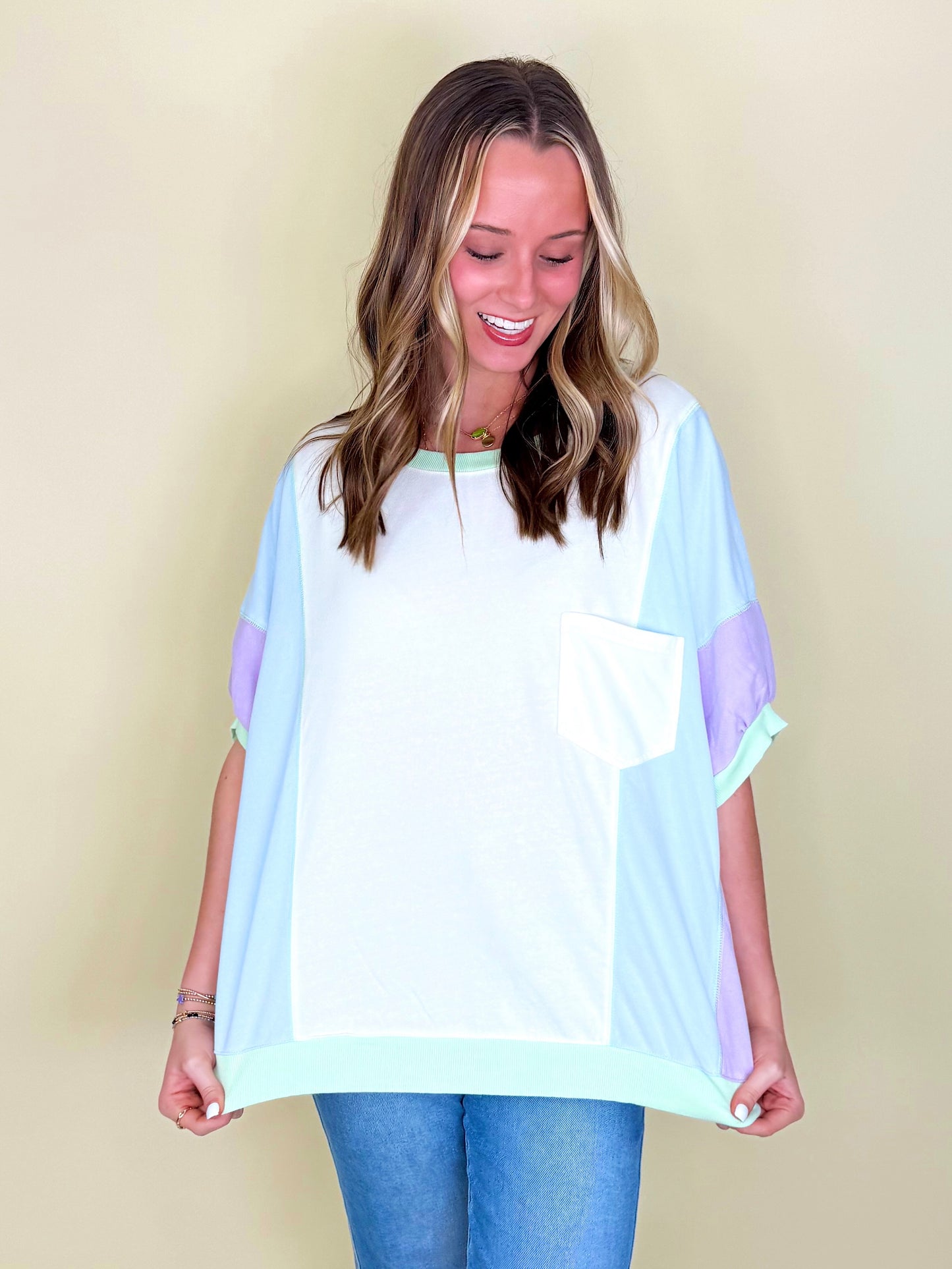 The Tori Top-Short Sleeves-Easel-The Village Shoppe, Women’s Fashion Boutique, Shop Online and In Store - Located in Muscle Shoals, AL.