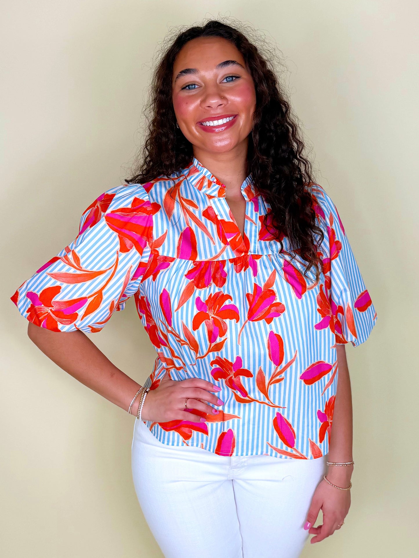 The Nattie Blouse-Short Sleeves-THML-The Village Shoppe, Women’s Fashion Boutique, Shop Online and In Store - Located in Muscle Shoals, AL.