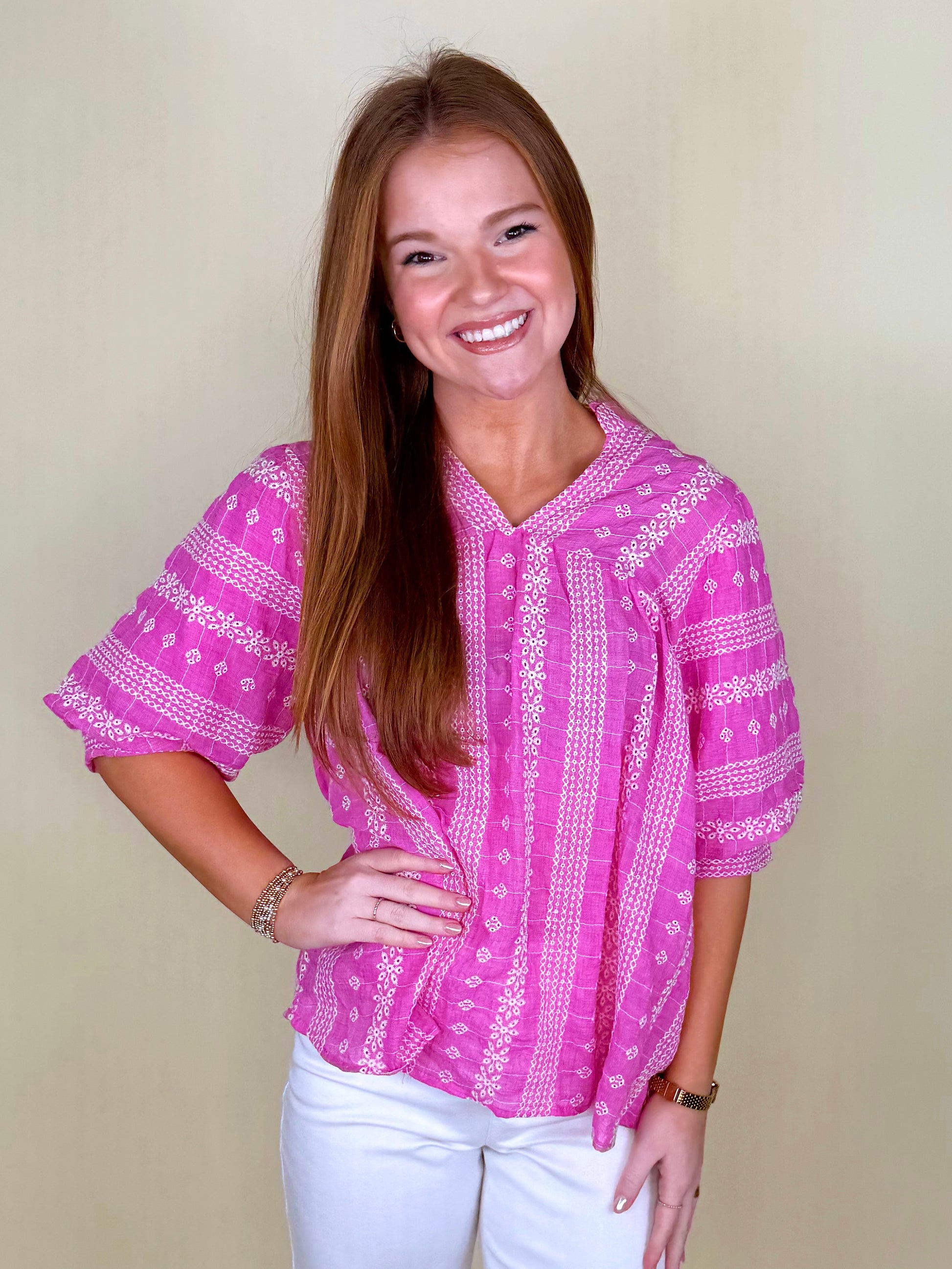 The Indy Blouse-Short Sleeves-Umgee-The Village Shoppe, Women’s Fashion Boutique, Shop Online and In Store - Located in Muscle Shoals, AL.