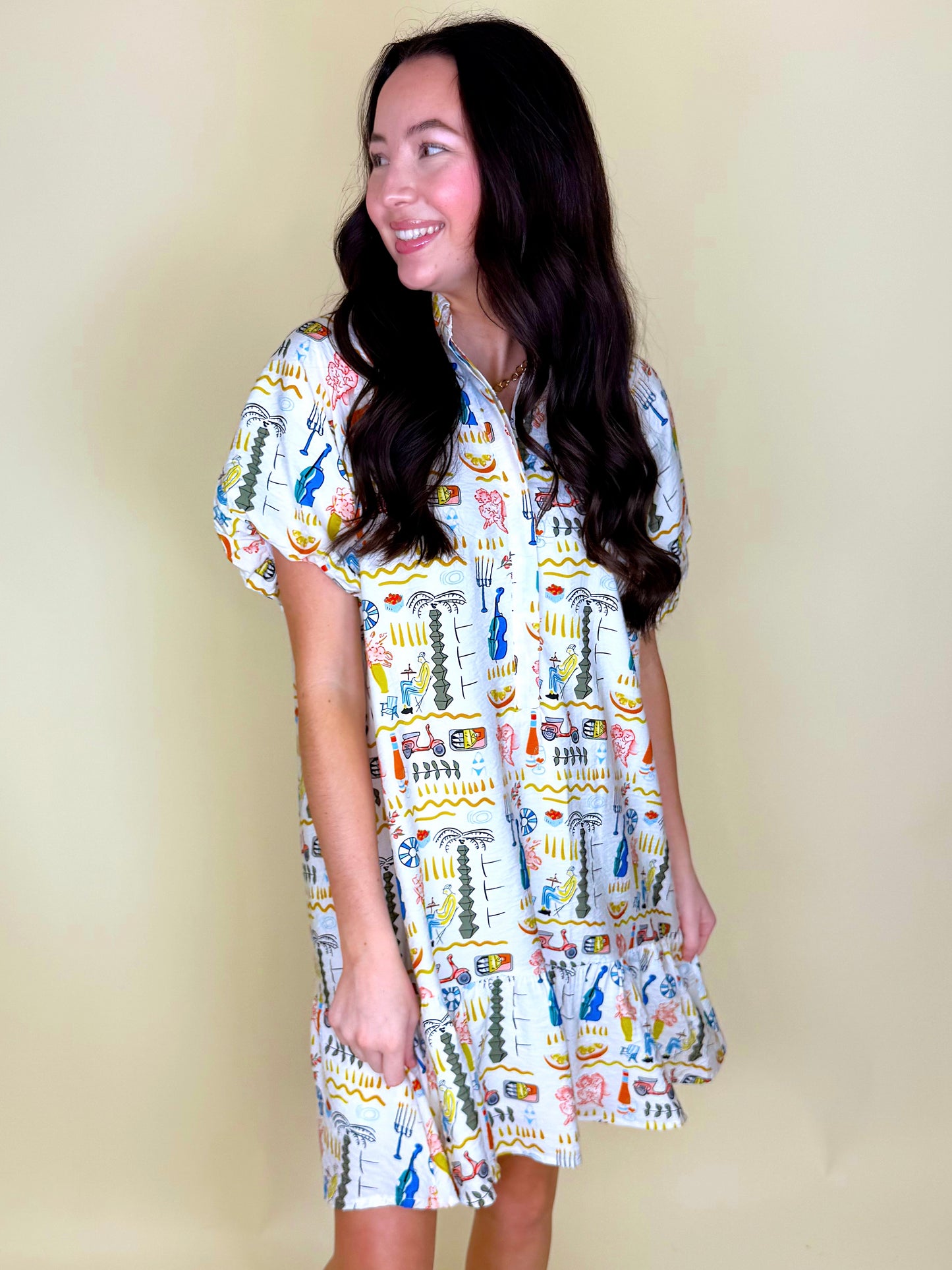 Italian Summer Dress-Mini Dress-GiGiO-The Village Shoppe, Women’s Fashion Boutique, Shop Online and In Store - Located in Muscle Shoals, AL.