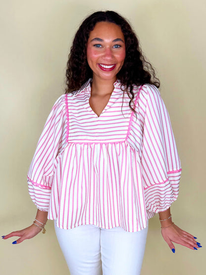 The Eloise Blouse-3/4 Sleeves-Entro-The Village Shoppe, Women’s Fashion Boutique, Shop Online and In Store - Located in Muscle Shoals, AL.