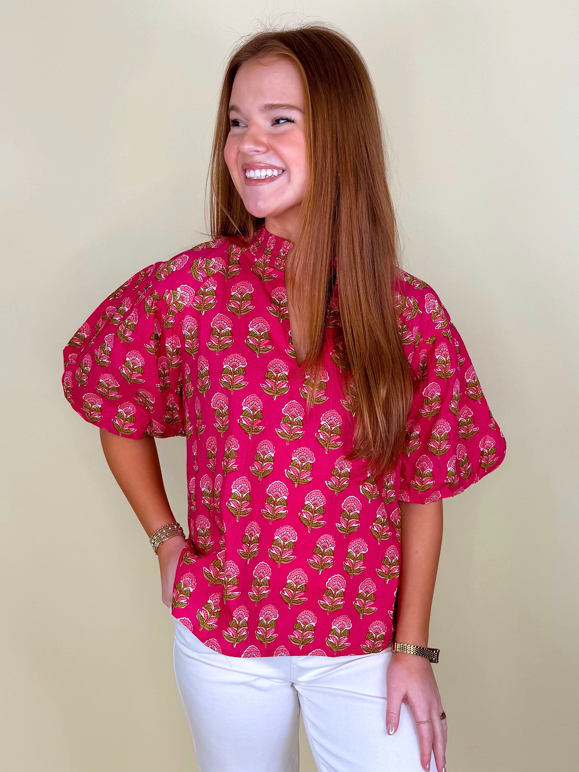 The Marigail Blouse-Short Sleeves-THML-The Village Shoppe, Women’s Fashion Boutique, Shop Online and In Store - Located in Muscle Shoals, AL.