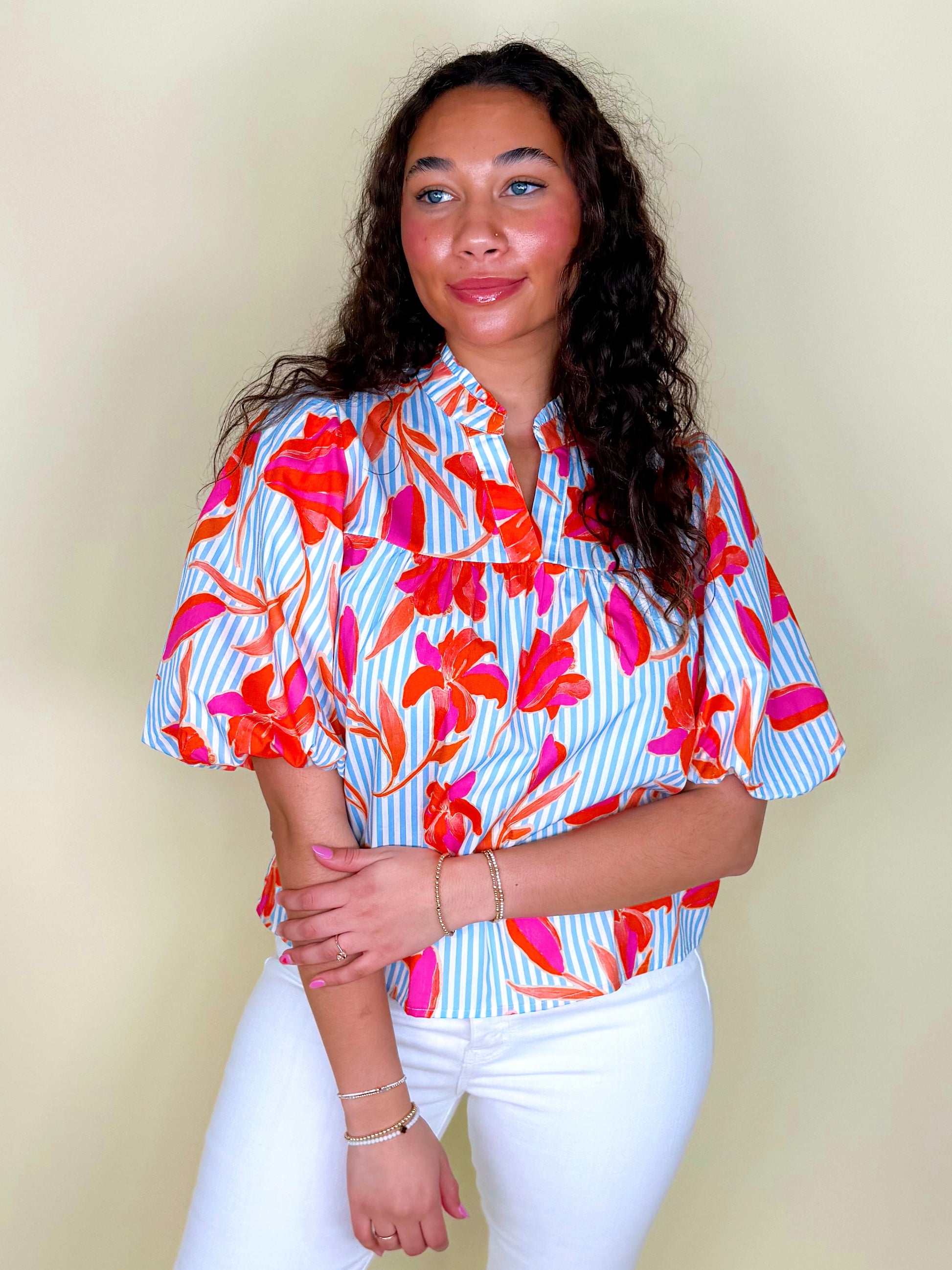 The Nattie Blouse-Short Sleeves-THML-The Village Shoppe, Women’s Fashion Boutique, Shop Online and In Store - Located in Muscle Shoals, AL.