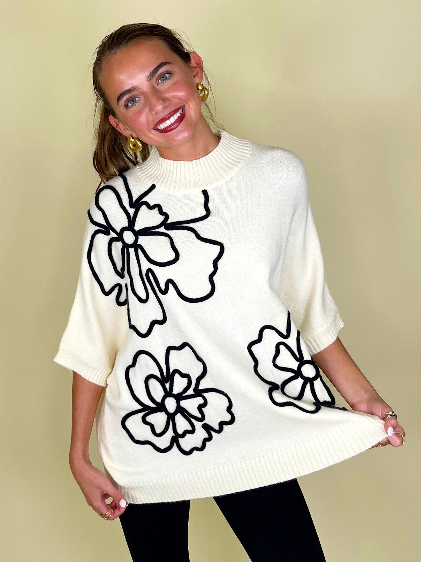 The Melissa Sweater Top-Short Sleeves-Easel-The Village Shoppe, Women’s Fashion Boutique, Shop Online and In Store - Located in Muscle Shoals, AL.