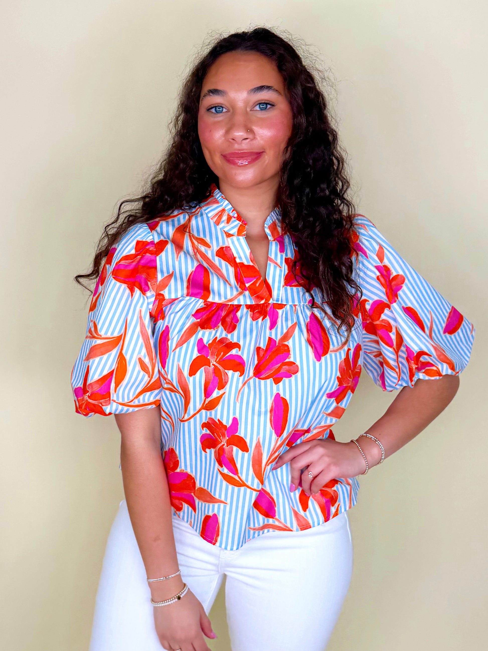 The Nattie Blouse-Short Sleeves-THML-The Village Shoppe, Women’s Fashion Boutique, Shop Online and In Store - Located in Muscle Shoals, AL.