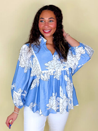 The Essie Blouse-3/4 Sleeves-Entro-The Village Shoppe, Women’s Fashion Boutique, Shop Online and In Store - Located in Muscle Shoals, AL.