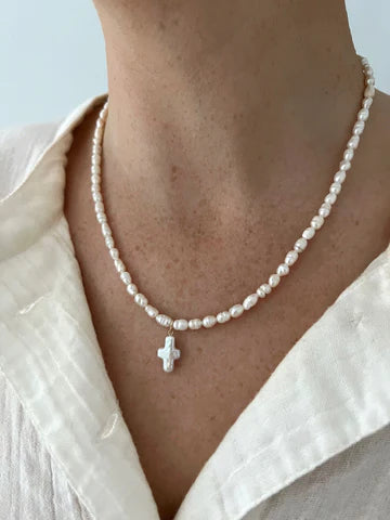 All Pearl Cross Necklace | ALV Jewels-Necklaces-ALV Jewels-The Village Shoppe, Women’s Fashion Boutique, Shop Online and In Store - Located in Muscle Shoals, AL.