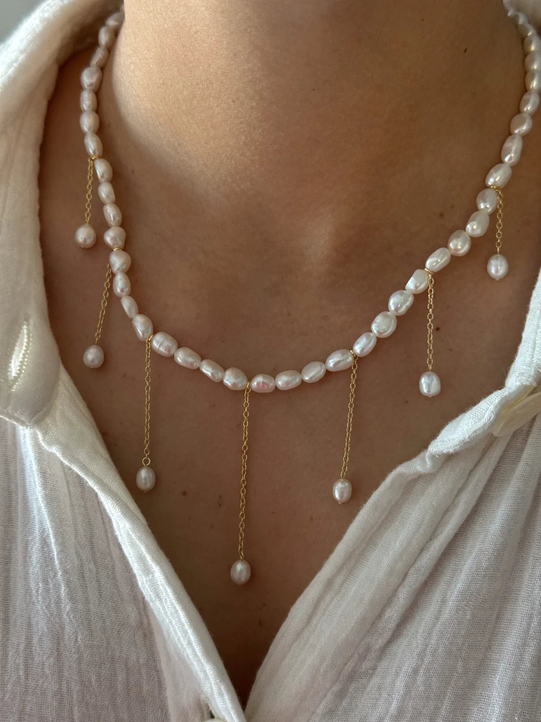 Pearl & Chain Necklace | ALV Jewels-Necklaces-ALV Jewels-The Village Shoppe, Women’s Fashion Boutique, Shop Online and In Store - Located in Muscle Shoals, AL.