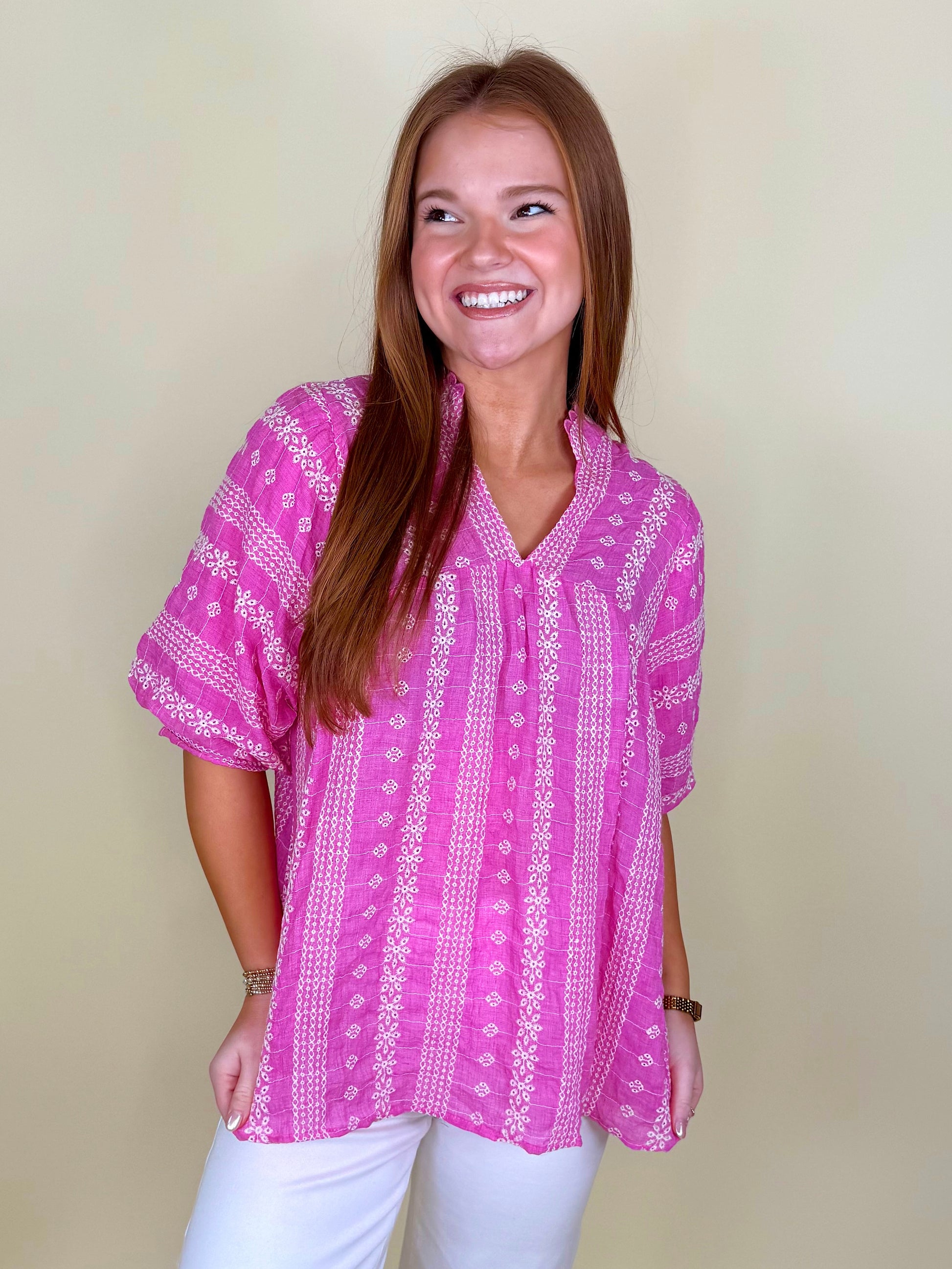 The Indy Blouse-Short Sleeves-Umgee-The Village Shoppe, Women’s Fashion Boutique, Shop Online and In Store - Located in Muscle Shoals, AL.