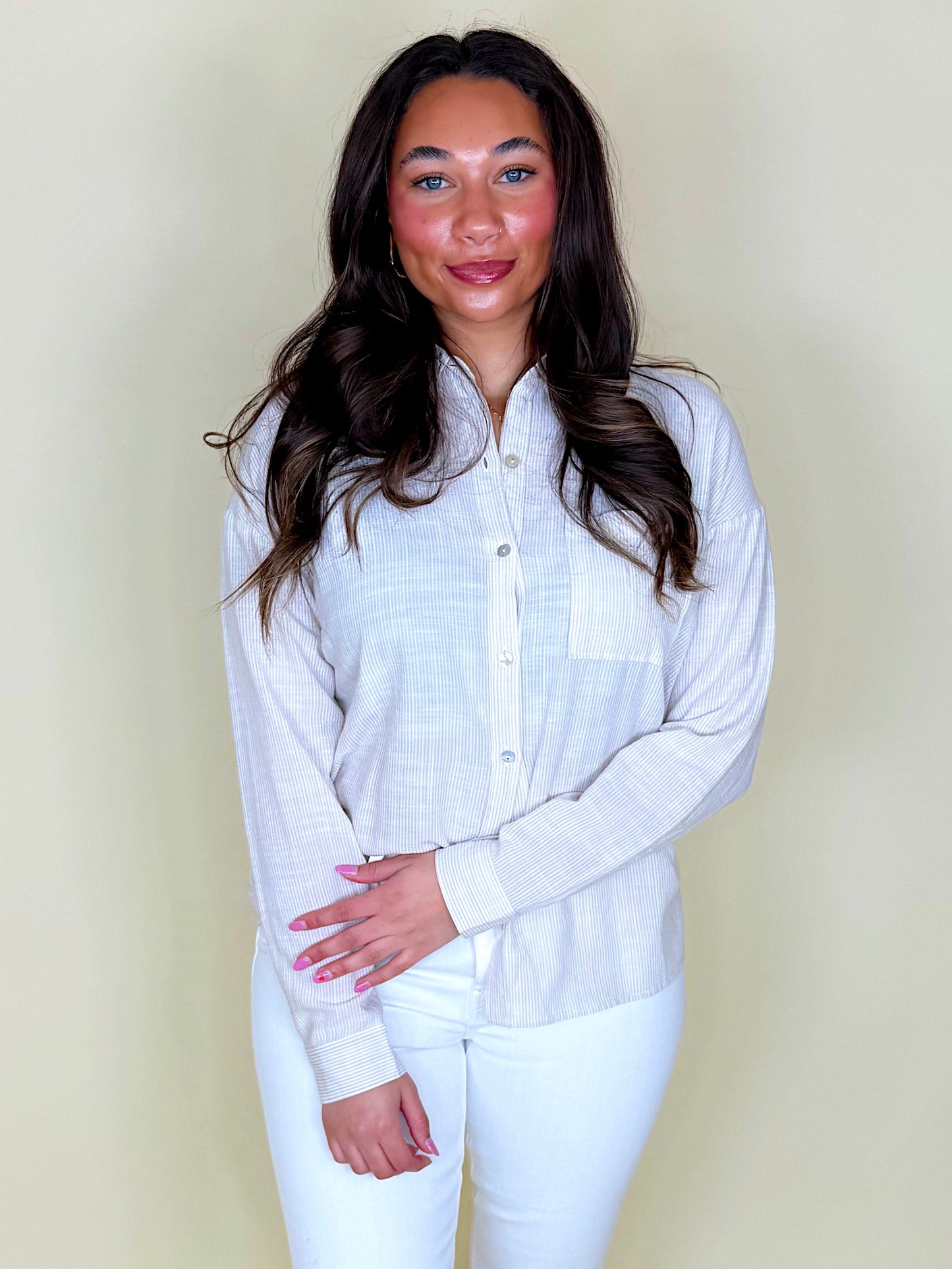 The Hadley Button Down-3/4 Sleeves-Be Cool-The Village Shoppe, Women’s Fashion Boutique, Shop Online and In Store - Located in Muscle Shoals, AL.