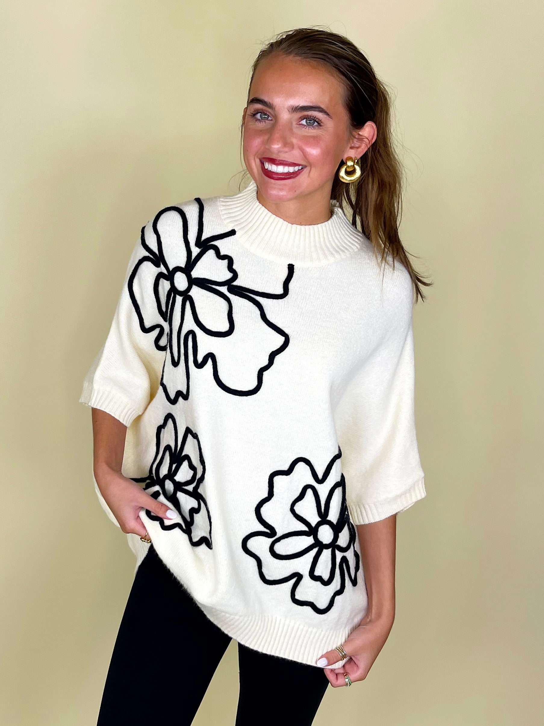 The Melissa Sweater Top-Short Sleeves-Easel-The Village Shoppe, Women’s Fashion Boutique, Shop Online and In Store - Located in Muscle Shoals, AL.