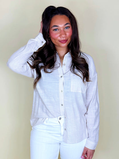 The Hadley Button Down-3/4 Sleeves-Be Cool-The Village Shoppe, Women’s Fashion Boutique, Shop Online and In Store - Located in Muscle Shoals, AL.