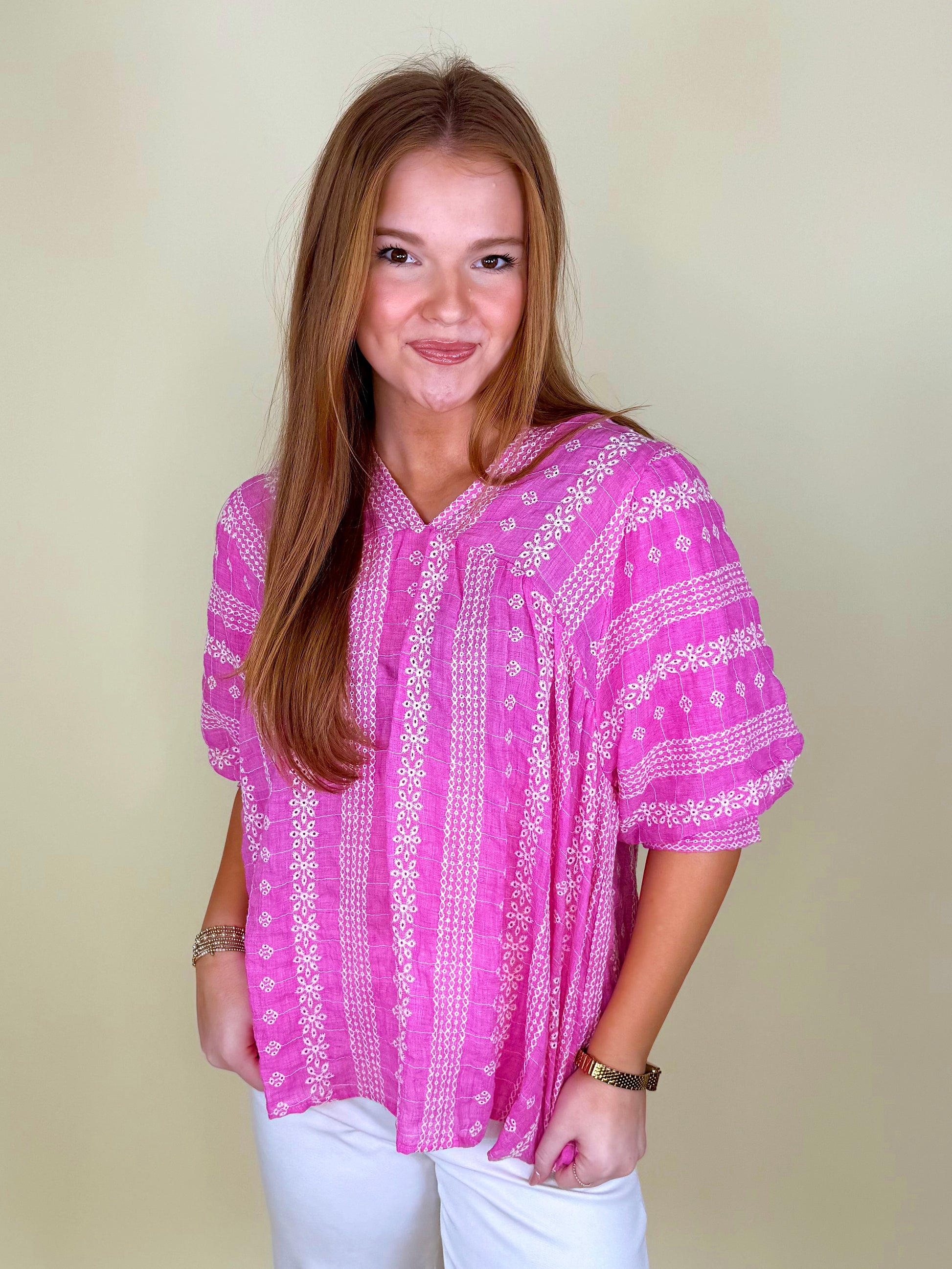 The Indy Blouse-Short Sleeves-Umgee-The Village Shoppe, Women’s Fashion Boutique, Shop Online and In Store - Located in Muscle Shoals, AL.