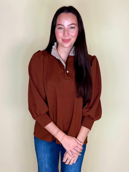 The Harris Top-3/4 Sleeves-Entro-The Village Shoppe, Women’s Fashion Boutique, Shop Online and In Store - Located in Muscle Shoals, AL.