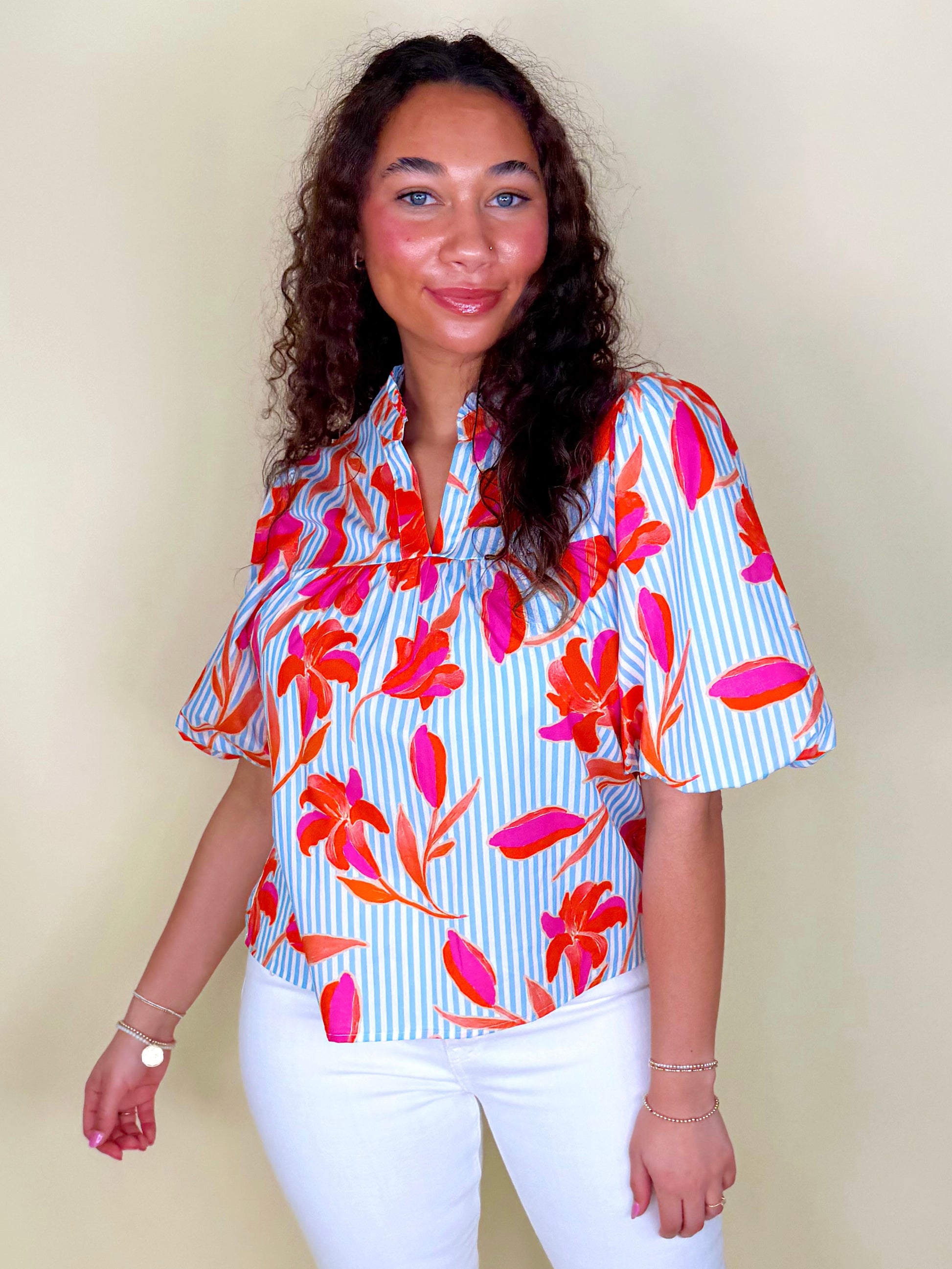 The Nattie Blouse-Short Sleeves-THML-The Village Shoppe, Women’s Fashion Boutique, Shop Online and In Store - Located in Muscle Shoals, AL.