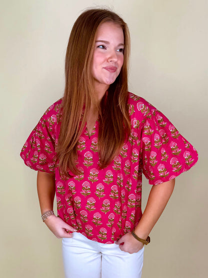 The Marigail Blouse-Short Sleeves-THML-The Village Shoppe, Women’s Fashion Boutique, Shop Online and In Store - Located in Muscle Shoals, AL.