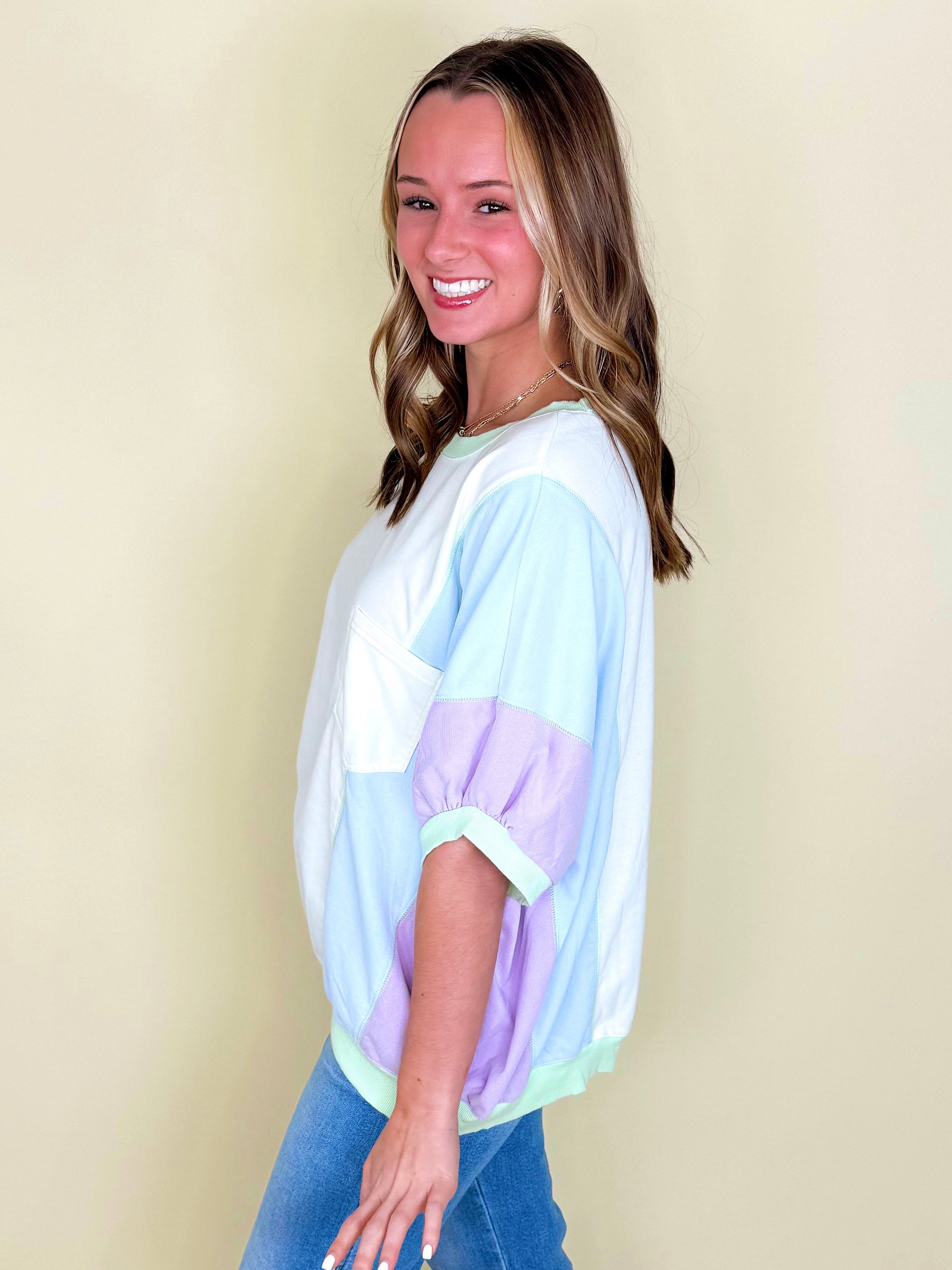 The Tori Top-Short Sleeves-Easel-The Village Shoppe, Women’s Fashion Boutique, Shop Online and In Store - Located in Muscle Shoals, AL.