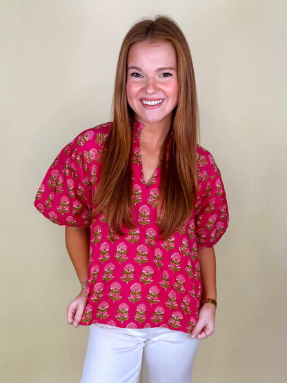 The Marigail Blouse-Short Sleeves-THML-The Village Shoppe, Women’s Fashion Boutique, Shop Online and In Store - Located in Muscle Shoals, AL.