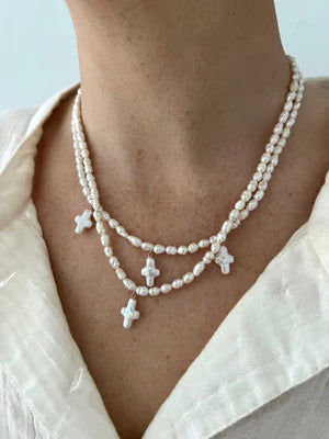 All Pearl Cross Necklace | ALV Jewels-Necklaces-ALV Jewels-The Village Shoppe, Women’s Fashion Boutique, Shop Online and In Store - Located in Muscle Shoals, AL.