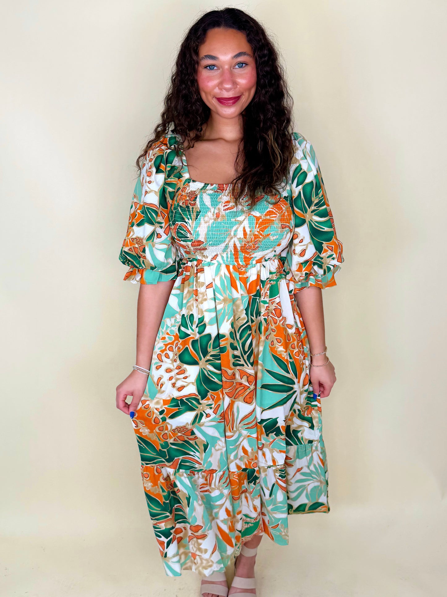 Tropical Tango Midi Dress-Midi Dress-Entro-The Village Shoppe, Women’s Fashion Boutique, Shop Online and In Store - Located in Muscle Shoals, AL.