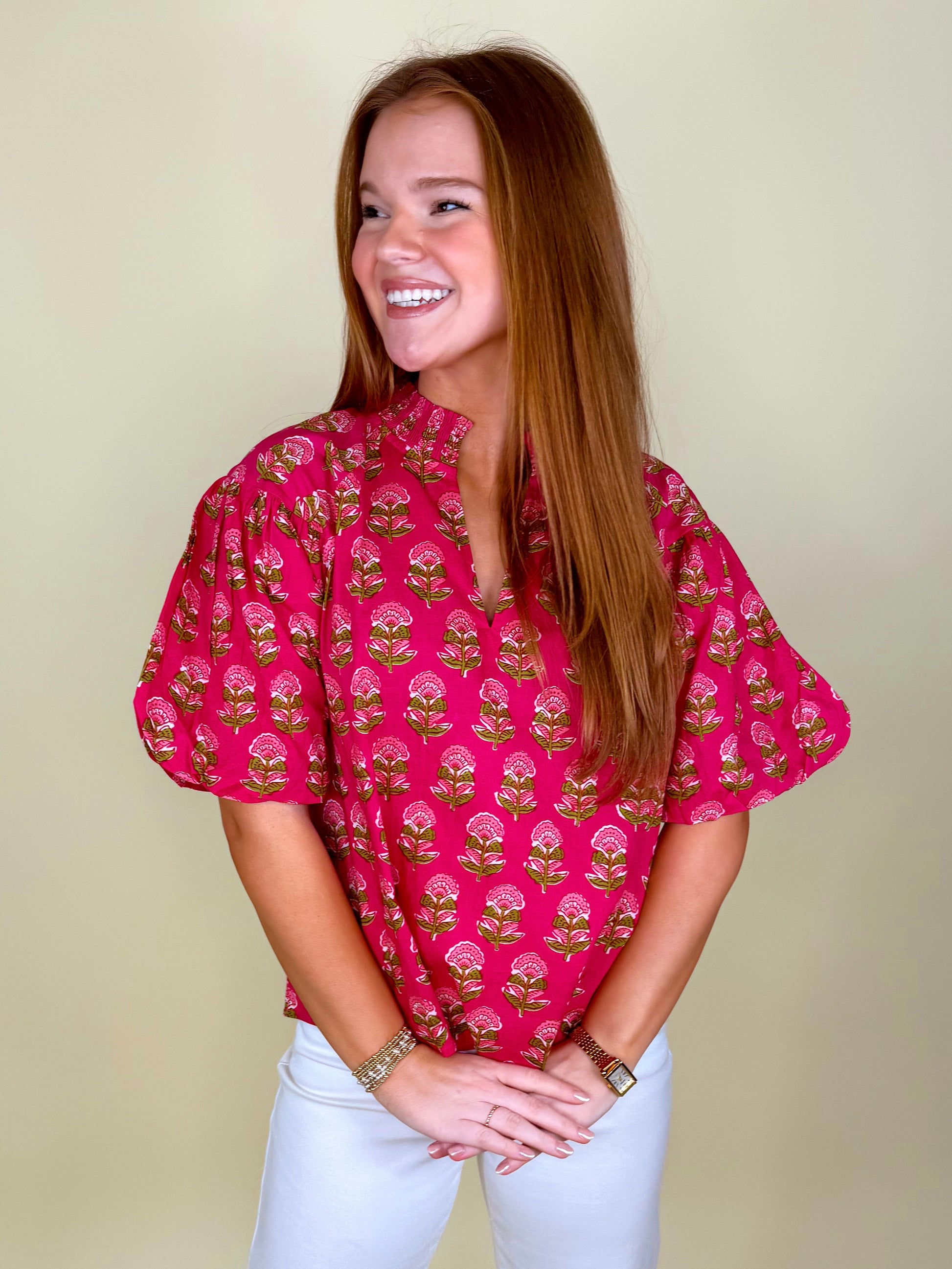 The Marigail Blouse-Short Sleeves-THML-The Village Shoppe, Women’s Fashion Boutique, Shop Online and In Store - Located in Muscle Shoals, AL.