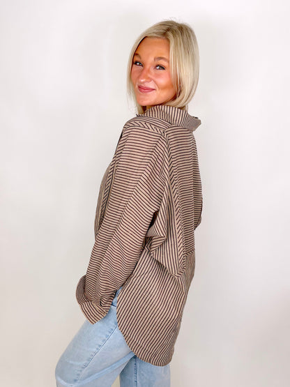 The Abigail Pinstripe Button Down-Long Sleeves-Aemi + Co-The Village Shoppe, Women’s Fashion Boutique, Shop Online and In Store - Located in Muscle Shoals, AL.