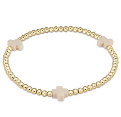 E Newton Signature Cross Gold Pattern 3mm Bead Bracelet-Bracelets-ENEWTON-The Village Shoppe, Women’s Fashion Boutique, Shop Online and In Store - Located in Muscle Shoals, AL.