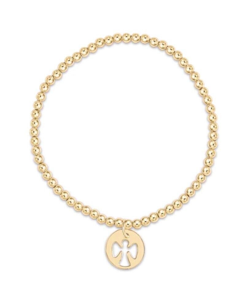 E Newton Classic Gold 3mm Bead Bracelet - Guardian Angel Gold Disc-Bracelets-ENEWTON-The Village Shoppe, Women’s Fashion Boutique, Shop Online and In Store - Located in Muscle Shoals, AL.