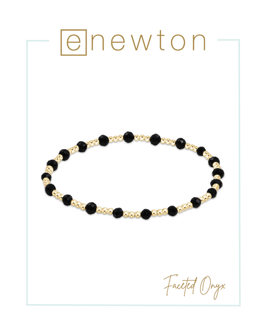 E Newton Gemstone Gold Sincerity Pattern 3mm Bracelet - Faceted Onyx-Bracelets-ENEWTON-The Village Shoppe, Women’s Fashion Boutique, Shop Online and In Store - Located in Muscle Shoals, AL.