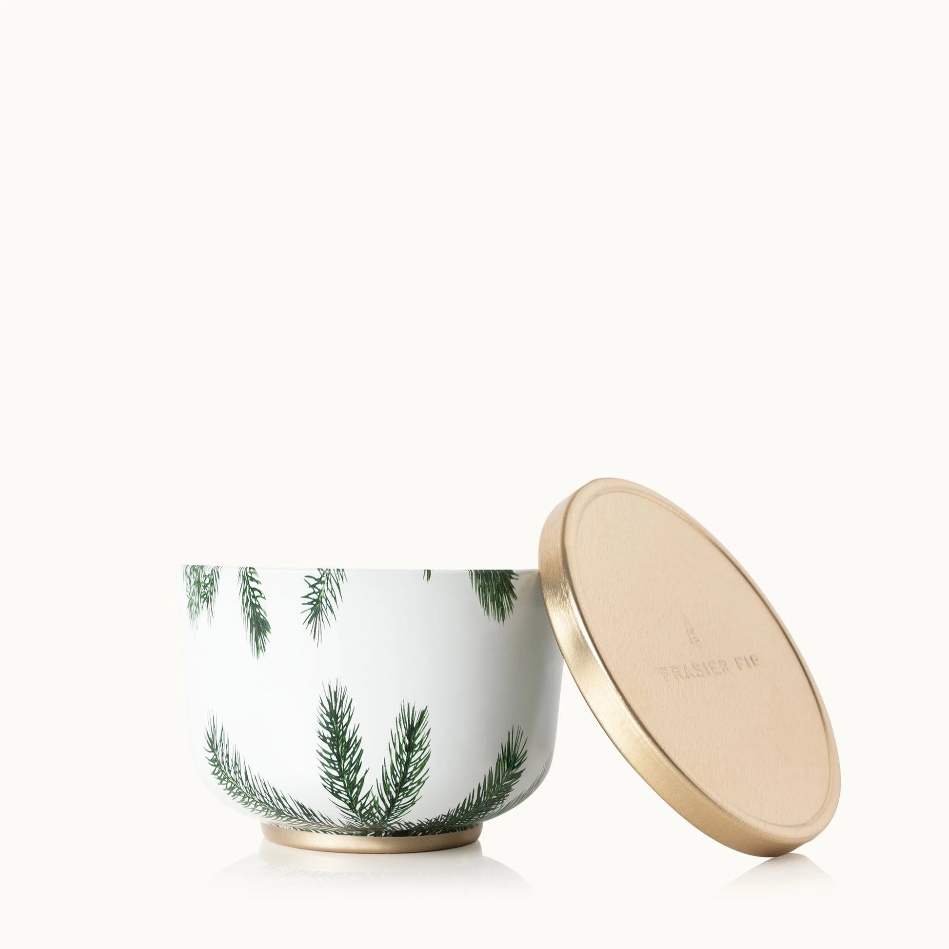 Thymes Frasier Fir Candle Tin with Gold Lid-Candles-Thymes-The Village Shoppe, Women’s Fashion Boutique, Shop Online and In Store - Located in Muscle Shoals, AL.